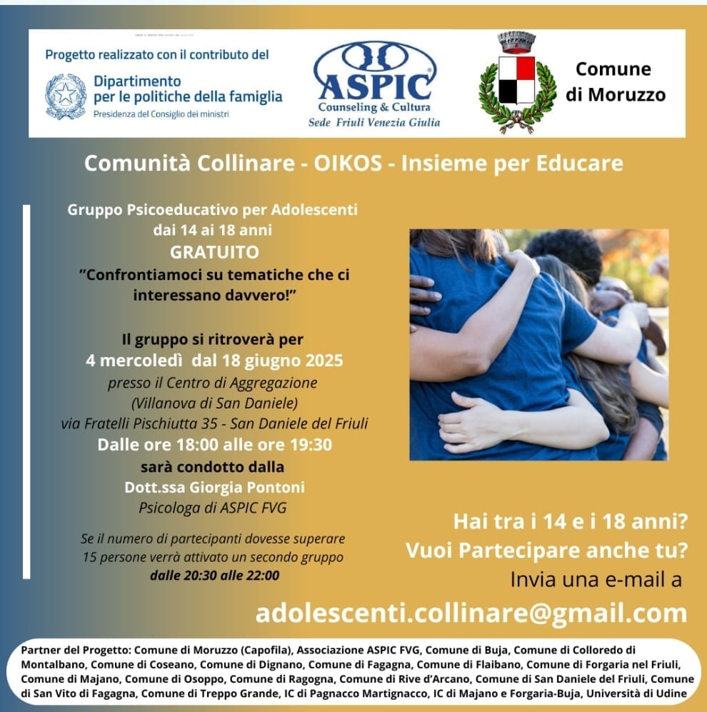 Insieme per educare - volantino gruppo psicoeducativo per adolescenti